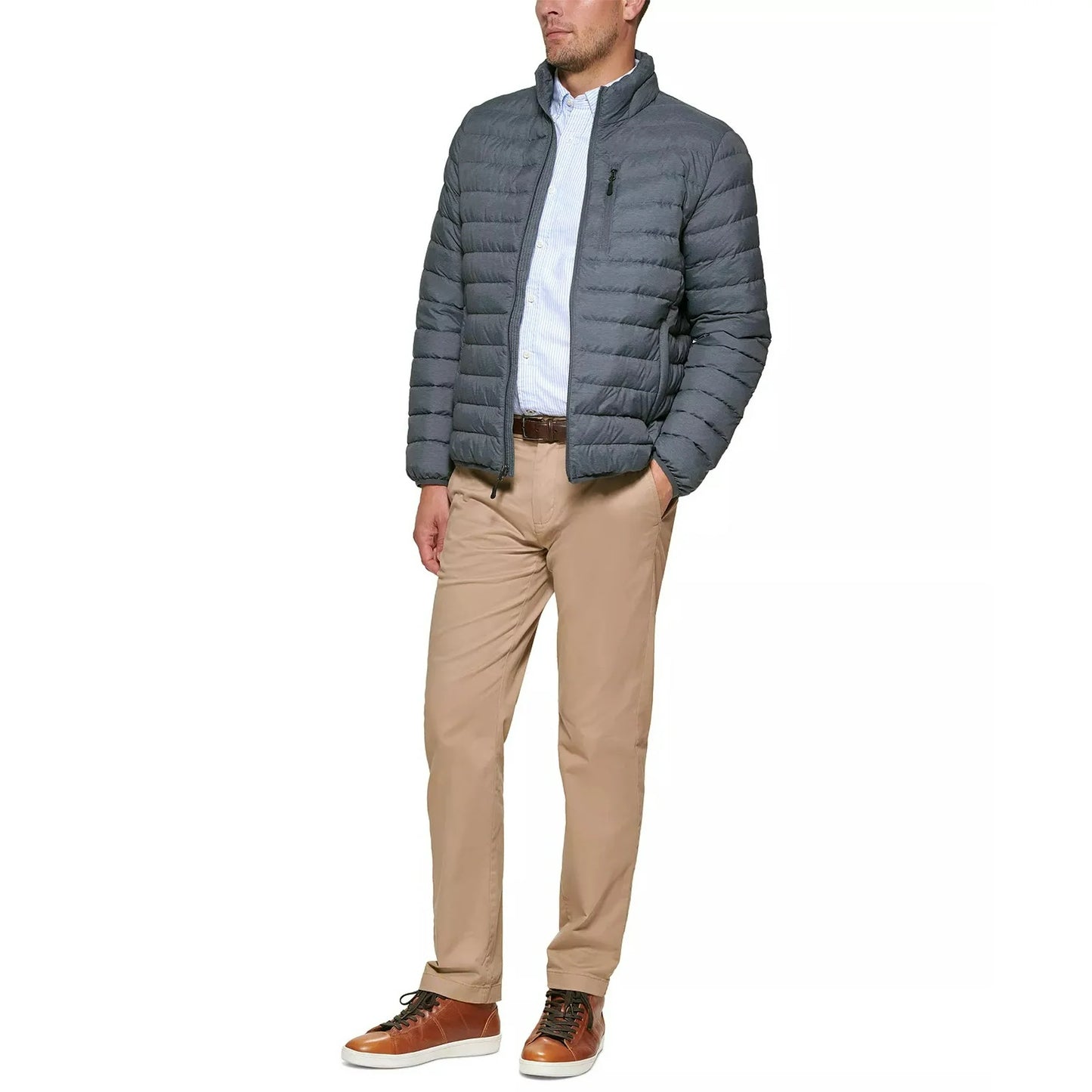 Club Room Men's Packable Quilted Puffer Jacket  Heather Charcoal Size XL