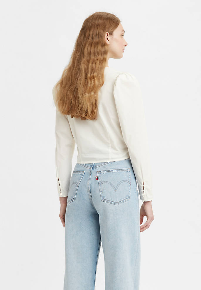 Levi’s Women's Teegan Mutton Sleeve Blouse  Color White  Size M