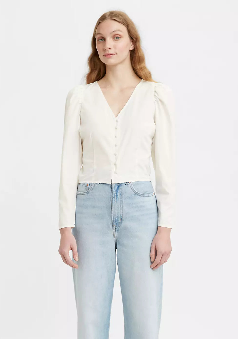 Levi’s Women's Teegan Mutton Sleeve Blouse  Color White  Size M