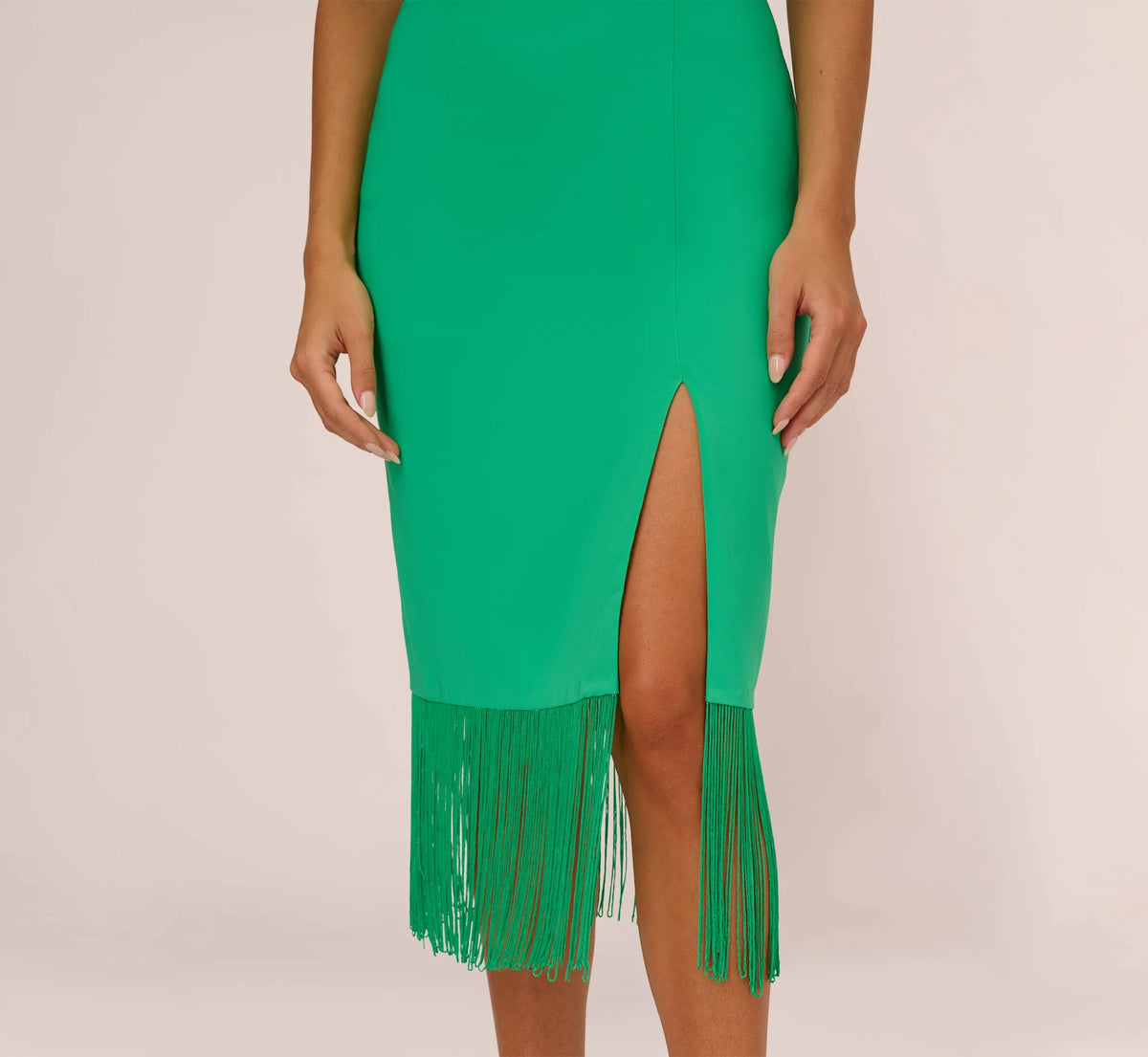 Adrianna by Adrianna Papell Fringed-Hem Midi Sheath Midi Dress  Color Summer Green Size 10