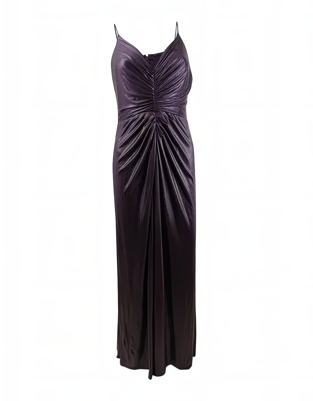 Adrianna Papell Allover Jersey Metallic Heather Knotted Gown  Color Aubergine Size 18