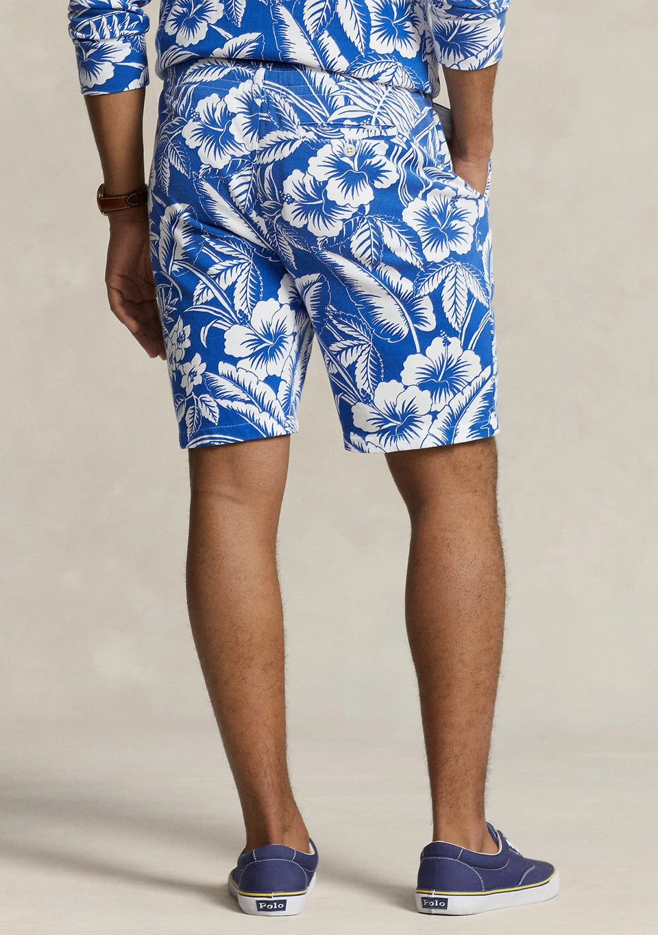 Polo Ralph Lauren Men's Monstera Print Spa Terry Shorts  Blue/White Size M