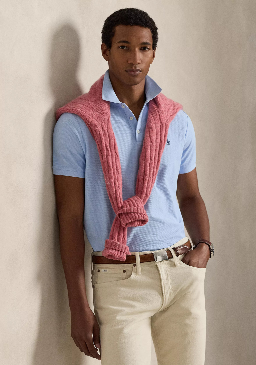 Polo Ralph Lauren Men's Custom Slim-Fit Mesh Polo Shirt  Sky Blue Size XS
