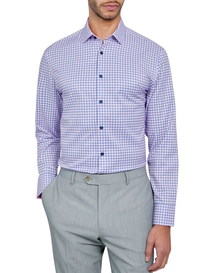 ConStruct Men's Slim-Fit Check Dress Shirt  Pink 18/18.5 36/37