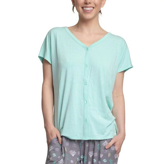 COOL GIRL Women's T-Printed Pajama Set  Color Mint Seagrass Size S
