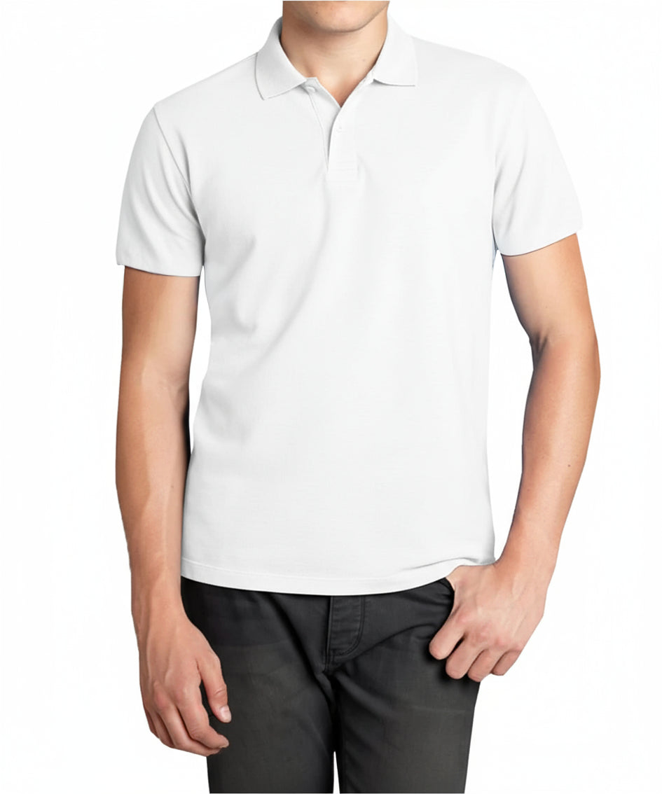 POLO AVENUE  Men's Short Sleeve Polo Shirt  White Size M