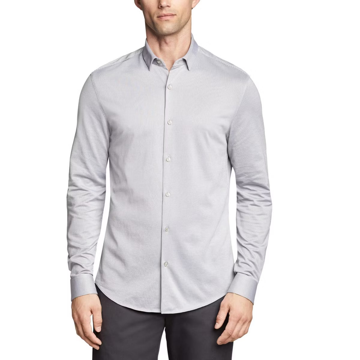 Calvin Klein Men's Extra Slim Wicking Stretch Dress Shirt  Gray Size XS