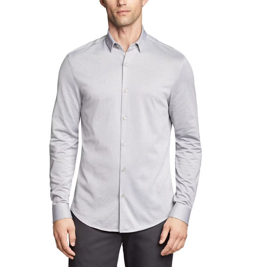 Calvin Klein Men's Extra Slim Wicking Stretch Dress Shirt  Gray Size XS