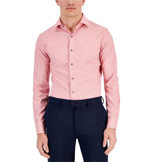 Alfani Men's Slim-Fit Medallion Dress Shirt  Pink 14/14.5 32/33