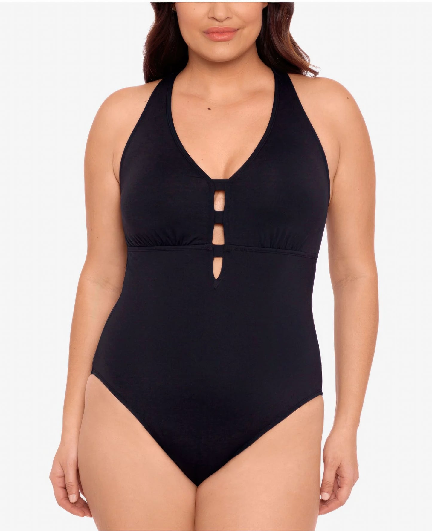 Lauren Ralph Lauren Plus Size Shaping V-Neck One-Piece Swimsuit  Color Black Size 16W