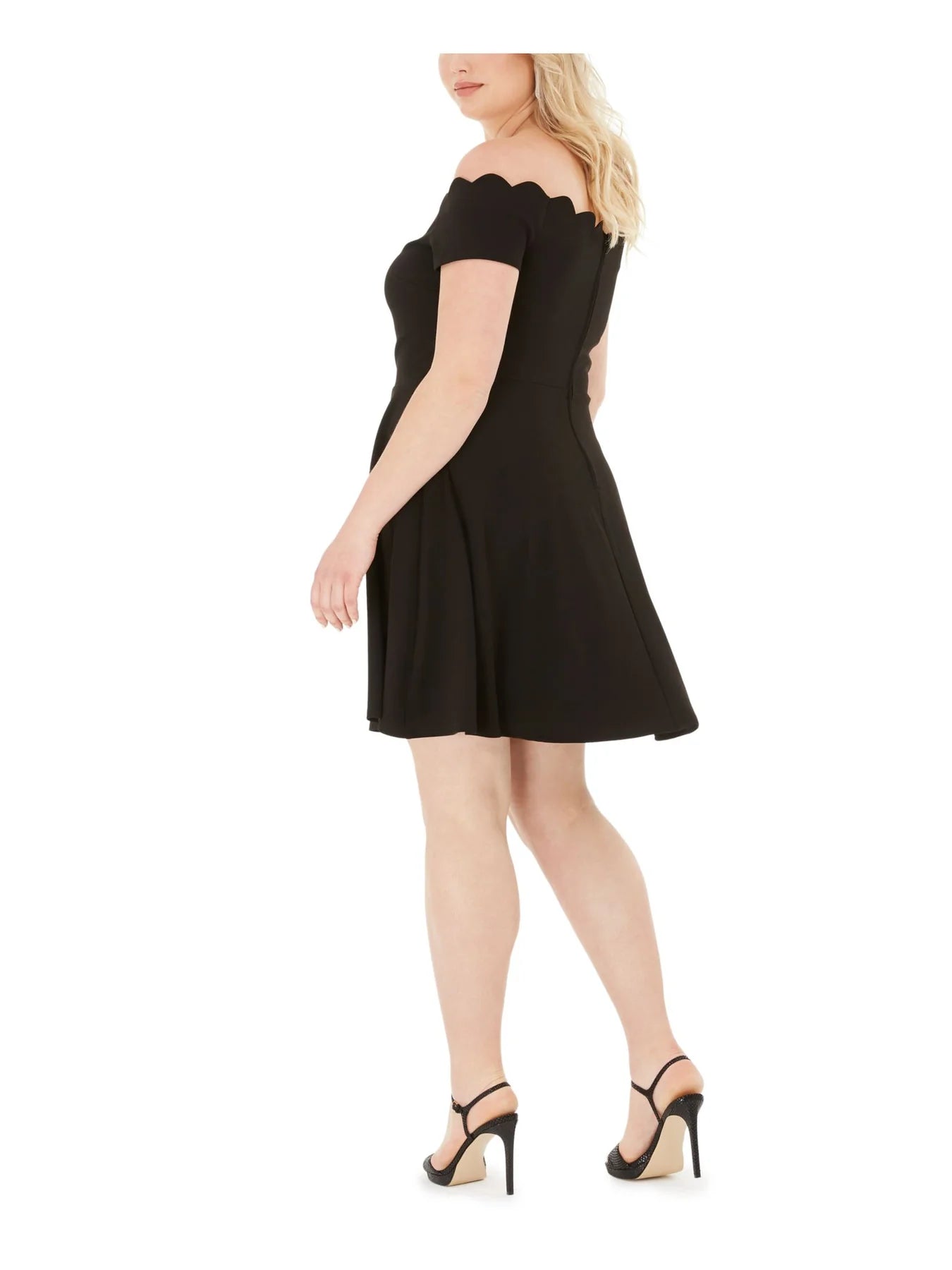 B DARLIN Women's Plus Size Off Shoulder Cocktail A-Line Dress  Color Black Size 18W