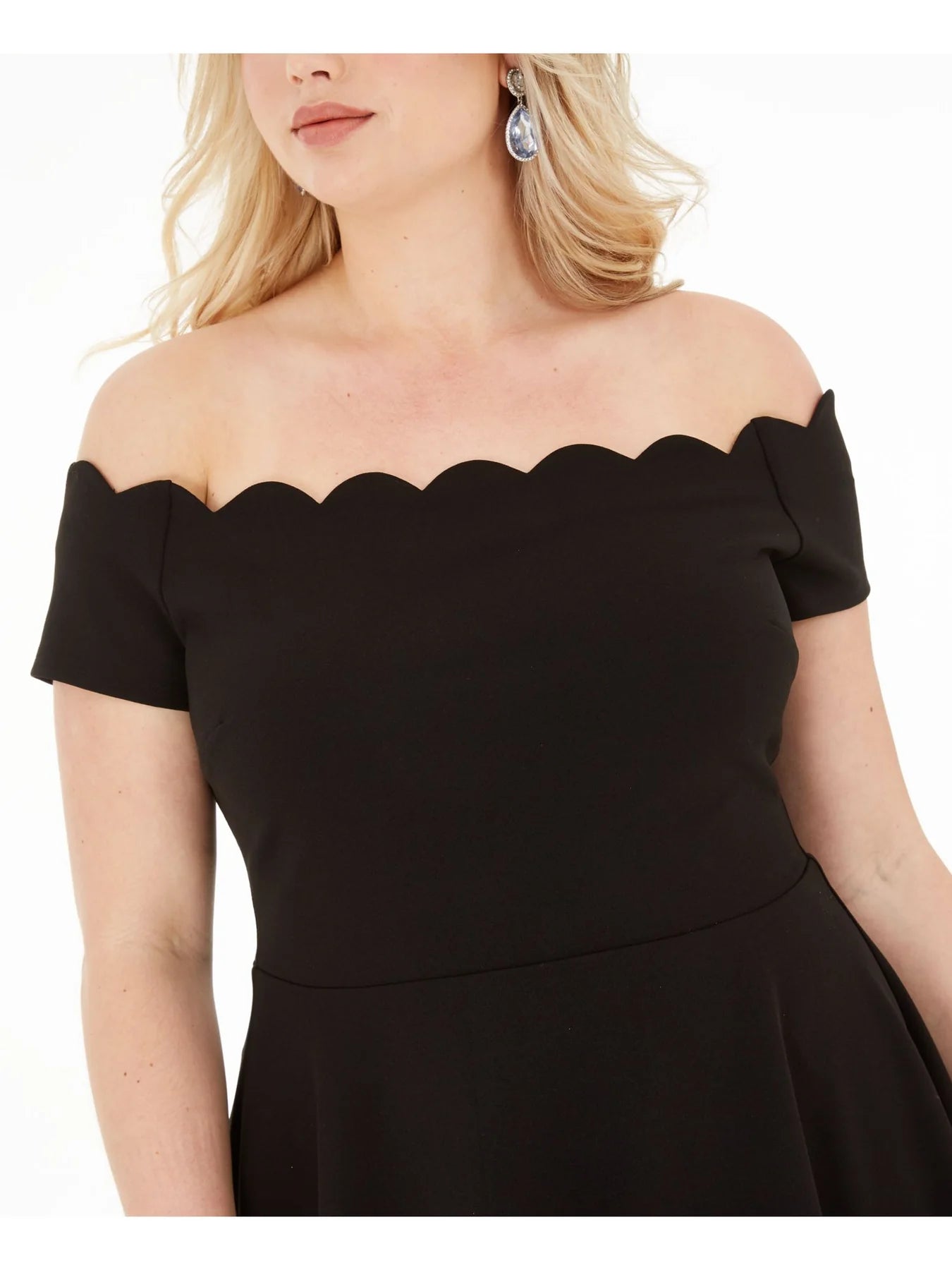 B DARLIN Women's Plus Size Off Shoulder Cocktail A-Line Dress  Color Black Size 18W