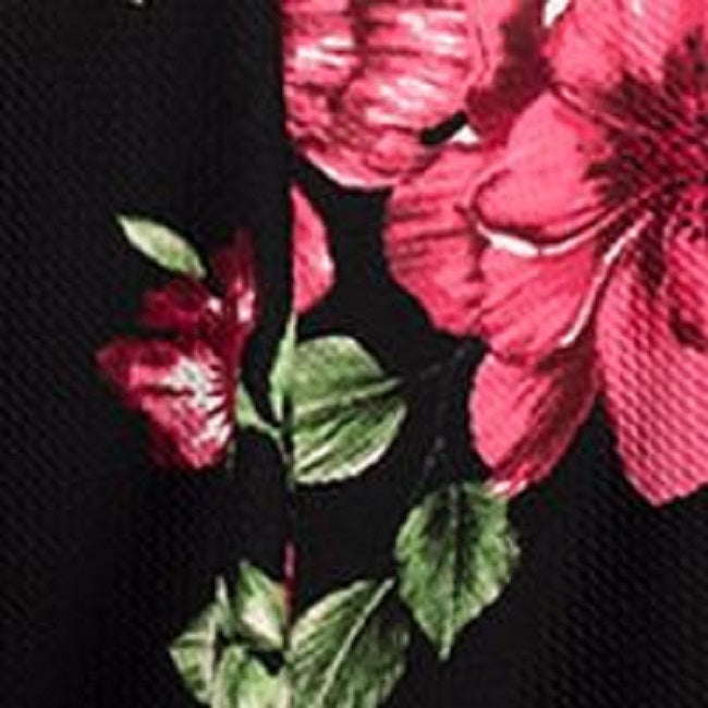 Signature by Robbie Bee Women's Petites Floral-Print Fit & Flare Dress Color Black Multi Size PS