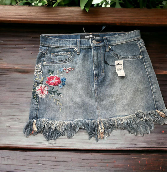 Express Women's Denim Mini Skirt  Color Blue Size 6