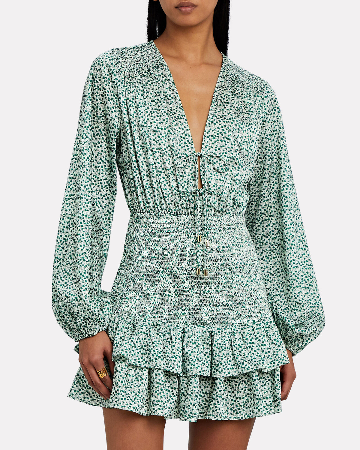 Significant Other Women's Hedi Smocked Mini Dress  Color Green Floral Size 2