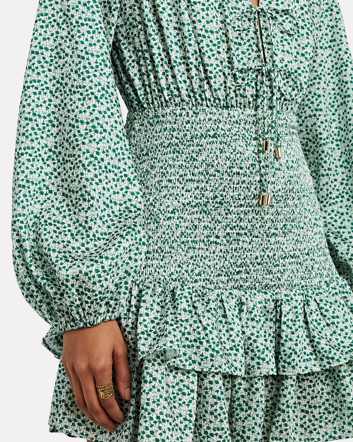 Significant Other Women's Hedi Smocked Mini Dress  Color Green Floral Size 2