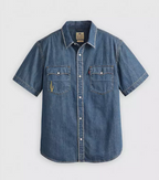 Levi's Men's Short Sleeve Relaxed-Fit Western Denim Shirt  Huckleberry Desert Size M