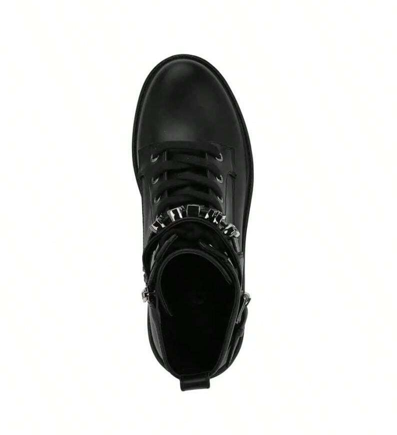 GUESS Women's Vaires Lug Sole Lace Up Combat Booties  Black Size 9.5