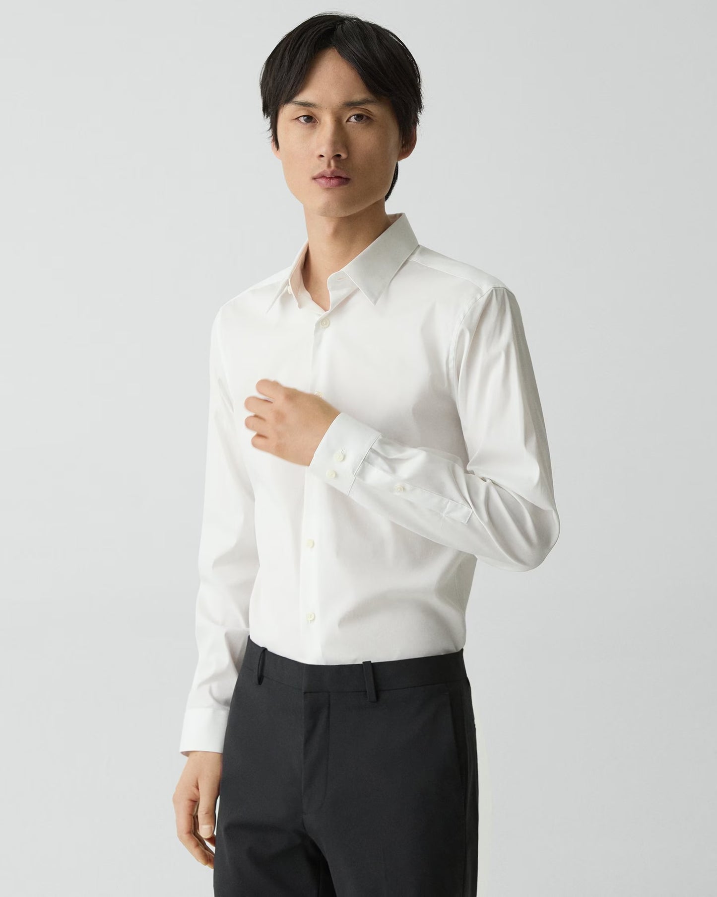 Theory Men's Slim-Fit Good Cotton Sylvain Shirt  White Size S (Reticket Tag)