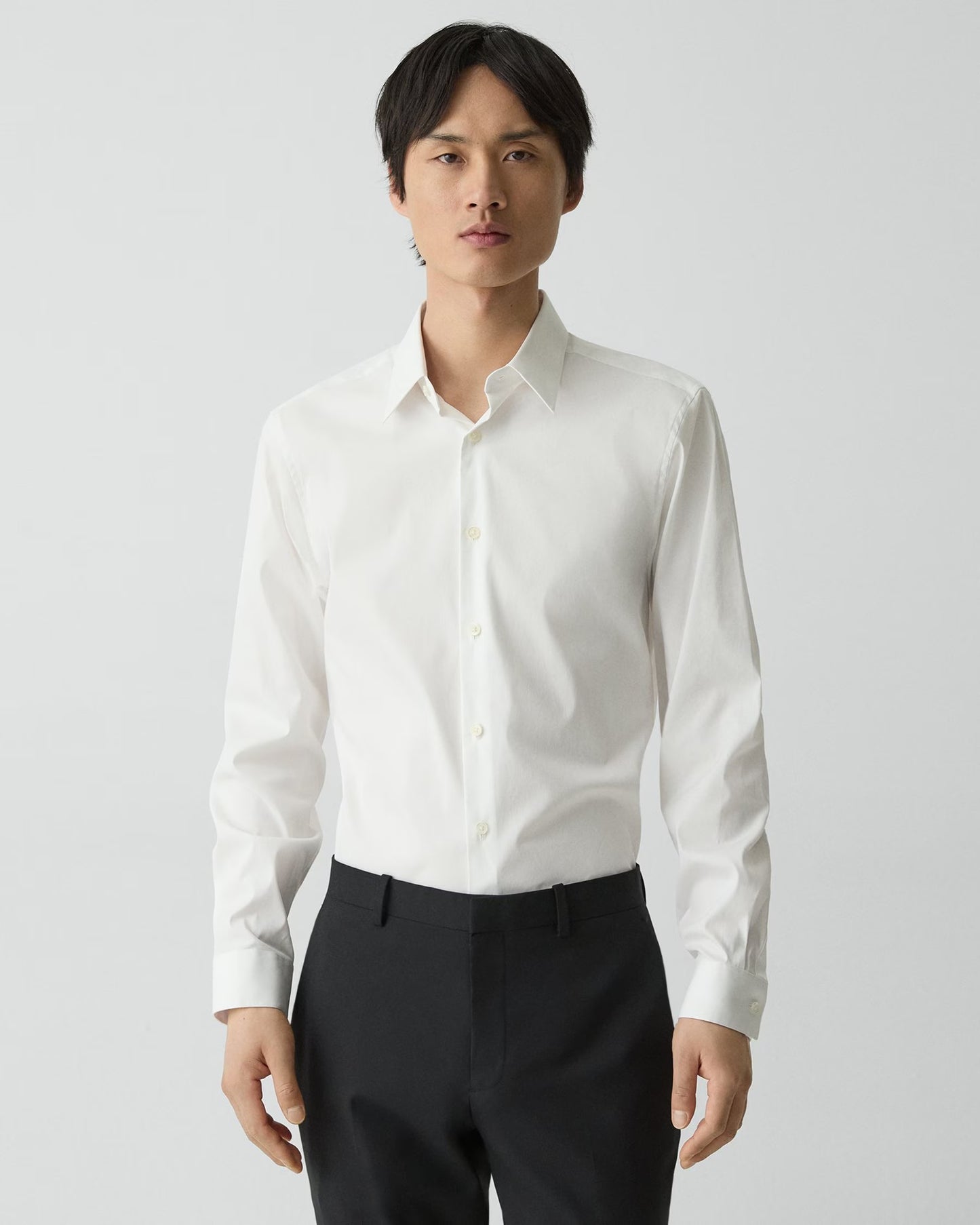 Theory Men's Slim-Fit Good Cotton Sylvain Shirt  White Size S (Reticket Tag)