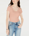 Ultra Flirt Juniors Crewneck Ribbed Baby T-Shirt  Color Pale Lilac Solid Size XS