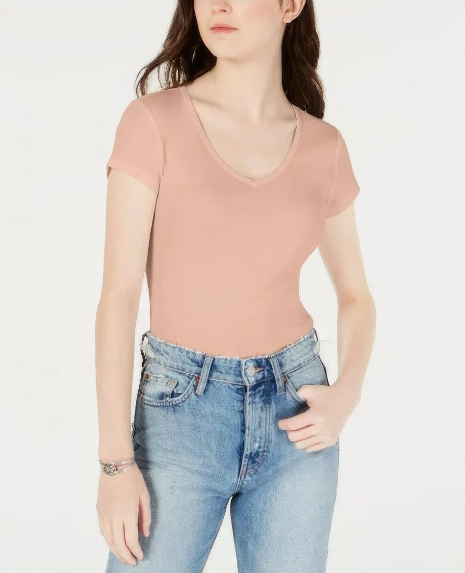 Ultra Flirt Juniors Crewneck Ribbed Baby T-Shirt  Color Pale Lilac Solid Size XS