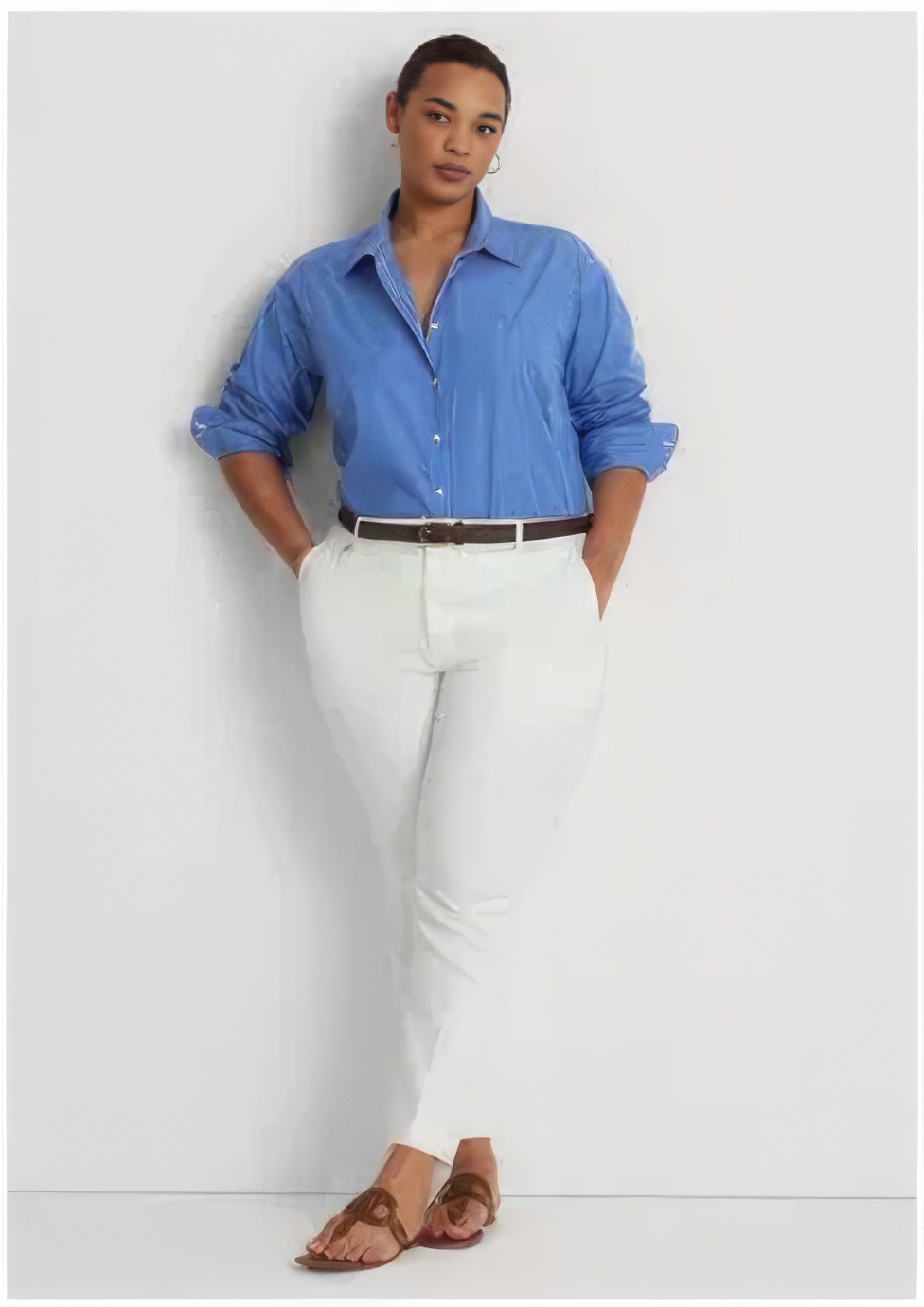 Lauren Ralph Lauren Women's Plus Size Stretch Cotton Cropped Pants  Color White Size 20W