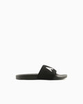 A/X Armani Exchange Men's A|X Logo Wide Strap Sliders  Solid Black Size 8.5
