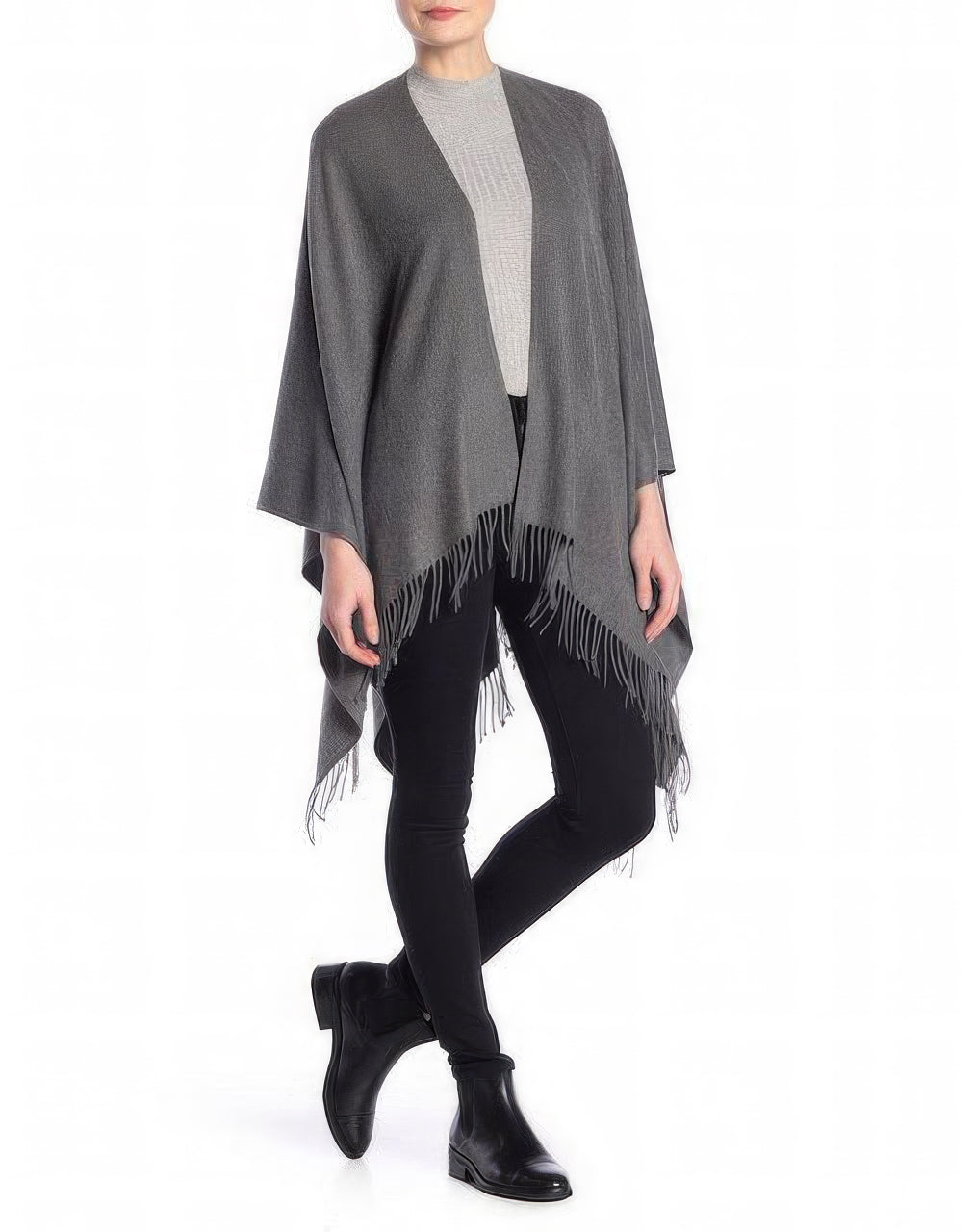 Adrienne Vittadini Women's Solid So Soft Wrap with Fringe  Color Gray One Size