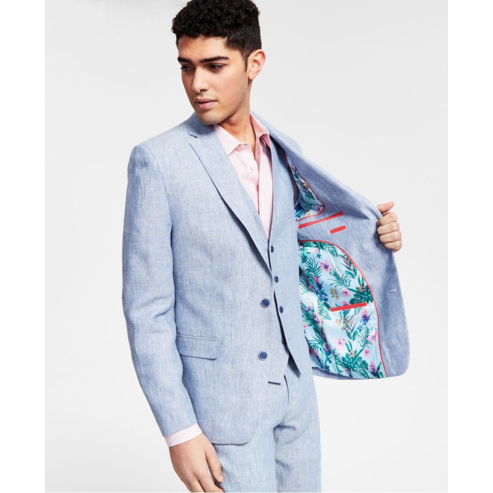 Bar III Men's Slim-Fit Linen Suit Separate Jacket  Color Light Blue Size 38R