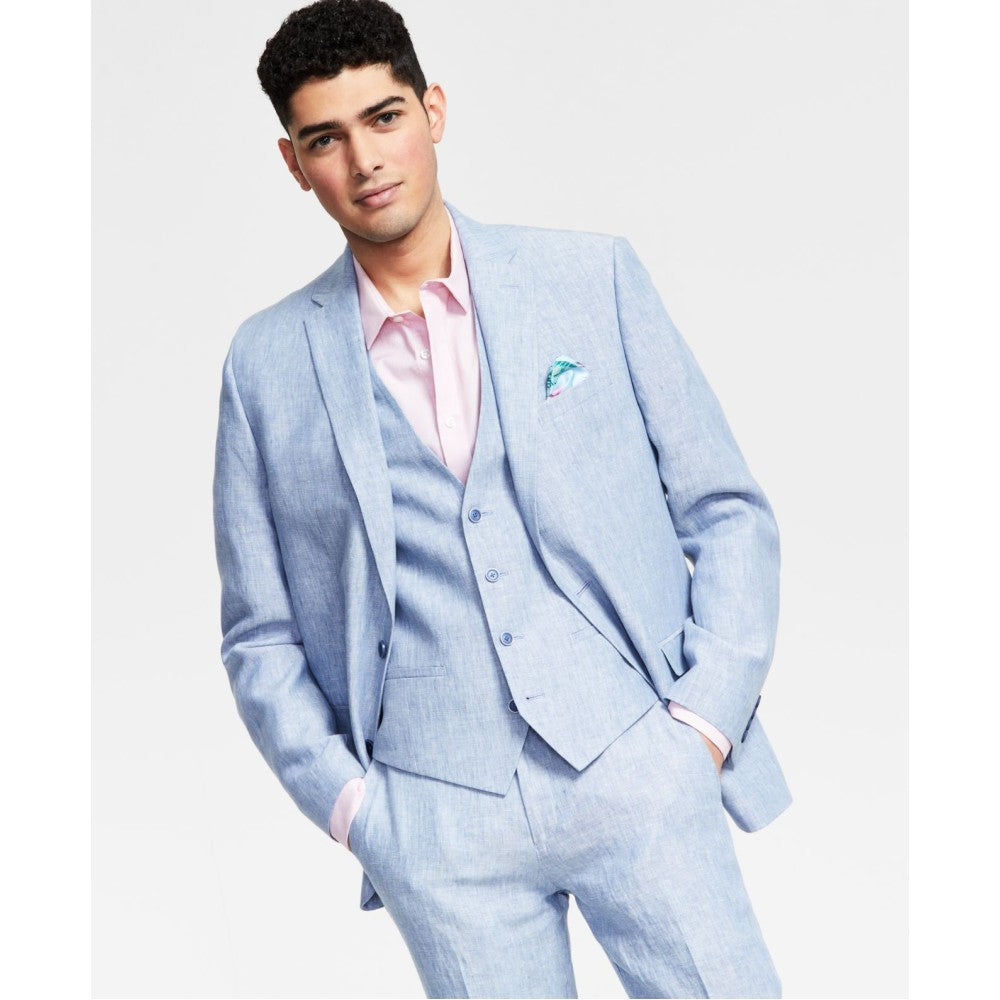 Bar III Men's Slim-Fit Linen Suit Separate Jacket  Color Light Blue Size 38R