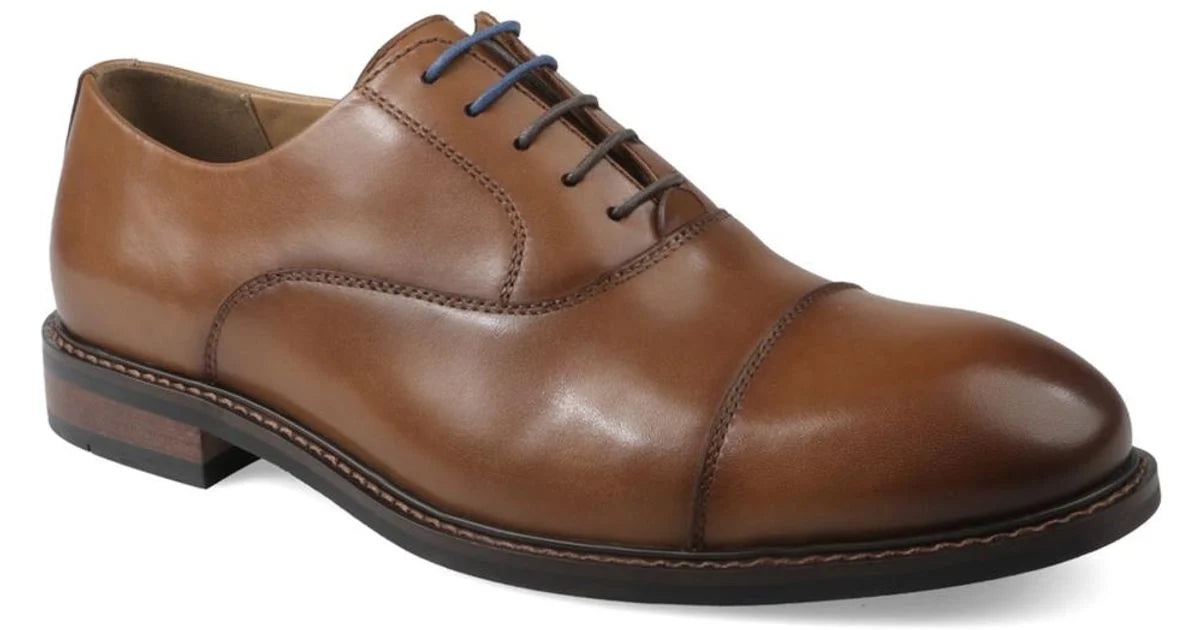 Bar III Men's Ashtonn Cap-Toe Oxford Dress Shoes  Cognac Leather Size 10
