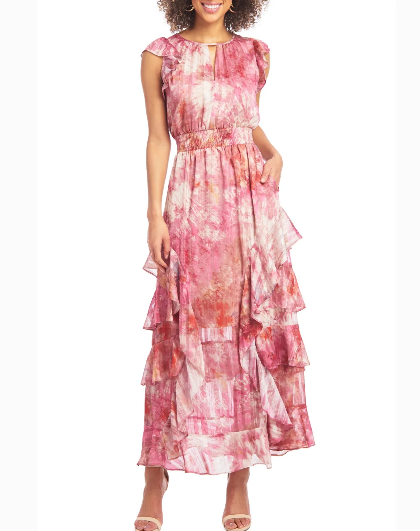 Rachel Roy Tie-Dyed Maxi Dress  Color Pink Combo Size 2