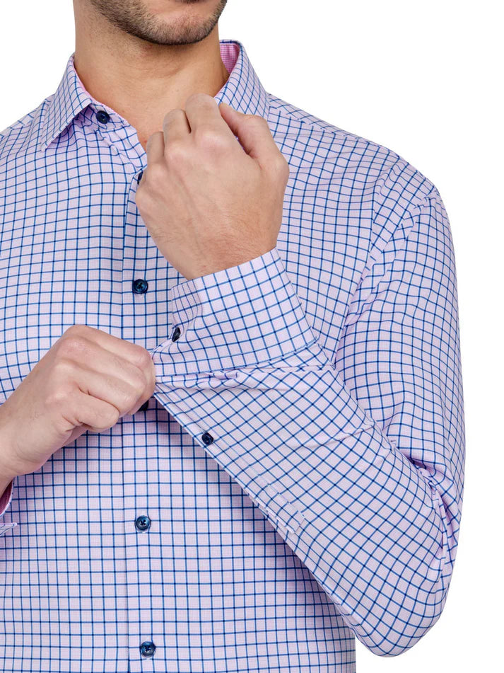 ConStruct Men's Slim-Fit Check Dress Shirt  Pink 18/18.5 36/37