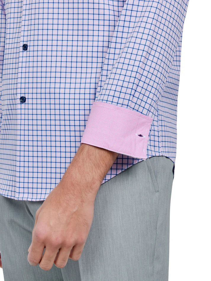 ConStruct Men's Slim-Fit Check Dress Shirt  Pink 18/18.5 36/37