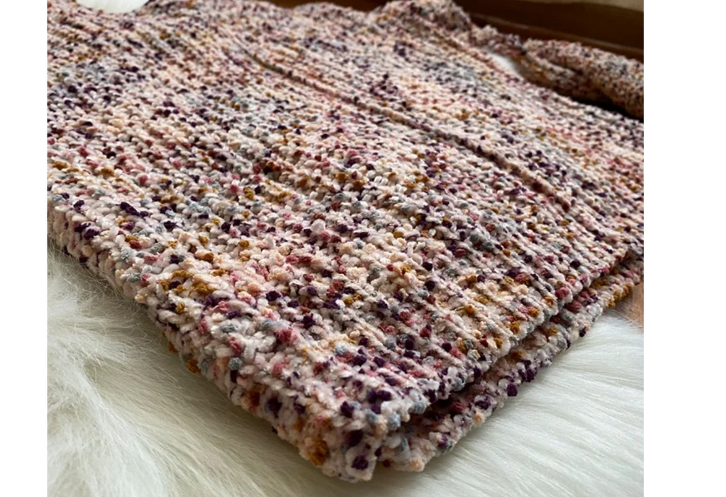 No Comment Women's Colorful Fuzzy Yarn Knit V-Neck Sweater  Color Chunky Rainbow Size XL