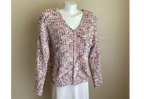 No Comment Women's Colorful Fuzzy Yarn Knit V-Neck Sweater  Color Chunky Rainbow Size XL