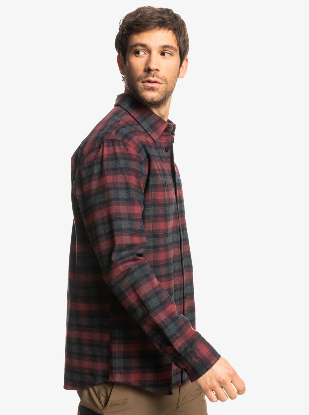Quiksilver Men's Cliff Edge Flannel Shirt  Color Deep Red Size XL