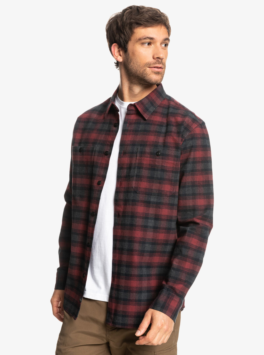 Quiksilver Men's Cliff Edge Flannel Shirt  Color Deep Red Size XL