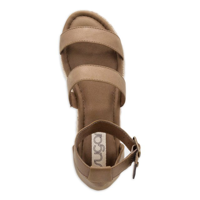 Sugar Women's Tahini Platform Wedge Sandals  Color Bronze Size 6.5M