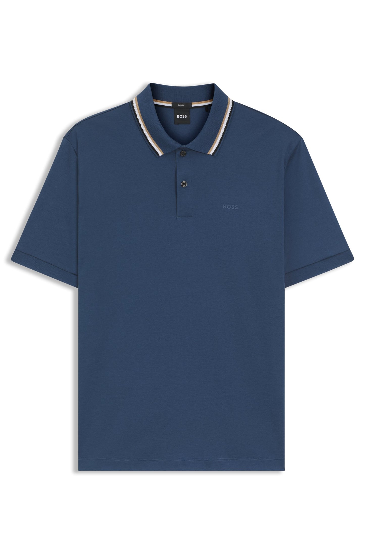 Hugo Boss Men's Striped-Collar Slim-fit Logo Polo Shirt  Blue Size M