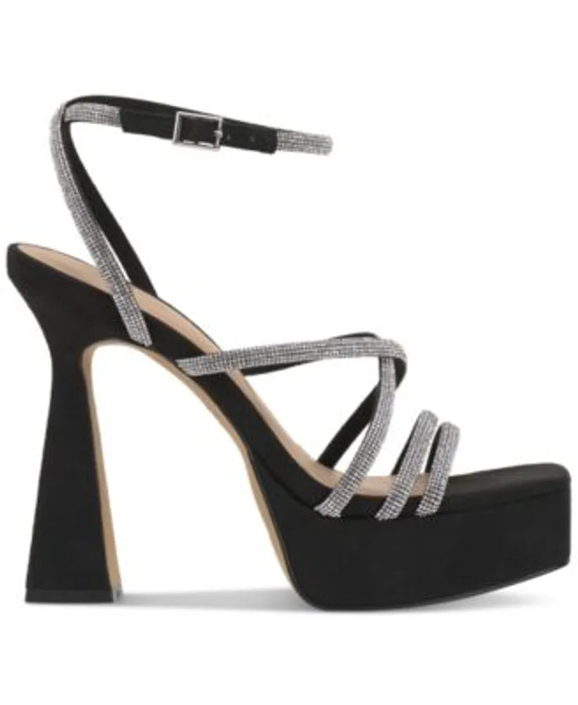 INC International Concepts Women's Ritika Embellished Ankle-Strap Platform Sandals  Color Black Size 8.5M