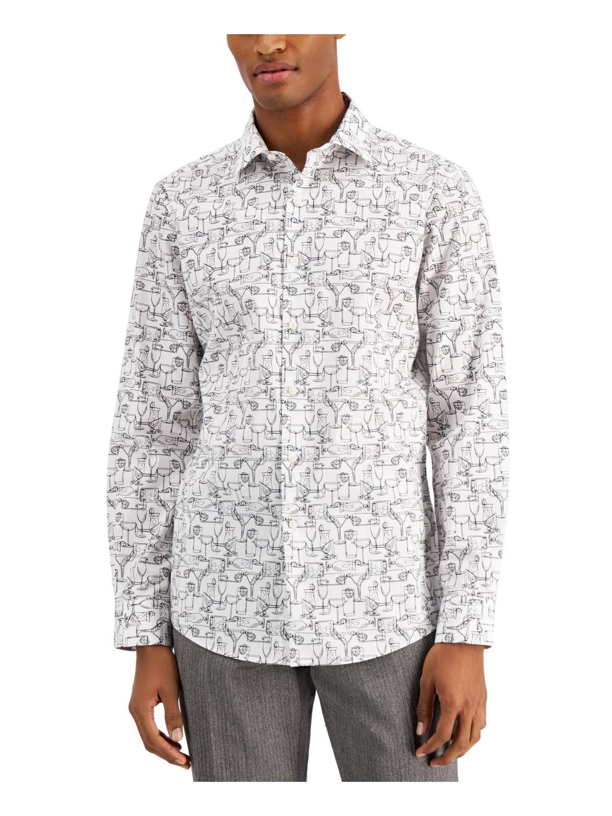 Bar III Men's Slim-Fit Performance Stretch Dress Shirt  Color White/Black Size M