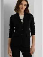 LAUREN RALPH LAUREN Women's Notch Lapel Cotton Knit Blazer  Black Size XS