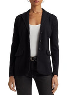 LAUREN RALPH LAUREN Women's Notch Lapel Cotton Knit Blazer  Black Size XS