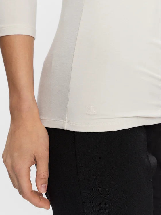Lauren Ralph Lauren Women's Slim Fit Jersey Wrap Blouse  Color Mascarpone Cream Size XS