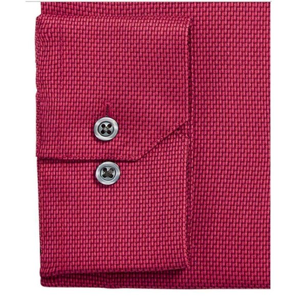 Alfani Men's Athletic Fit Twill Textured Shirt  Color Red Size 16/16.5 34/35