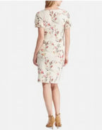 Lauren Ralph Lauren Petite Latoya Floral Ruffle Sleeve Party Dress  Color Cashew/Pink Size 8P