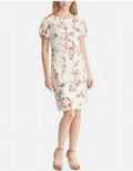 Lauren Ralph Lauren Petite Latoya Floral Ruffle Sleeve Party Dress  Color Cashew/Pink Size 8P