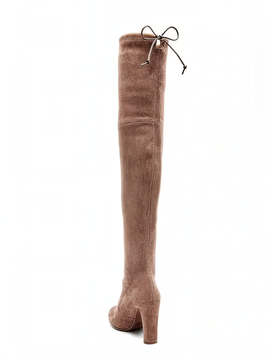 Stuart Weitzman Women's Highland Riding Boots  Color Taupe Stretch Nappa Leather Size 5.5B/EU36